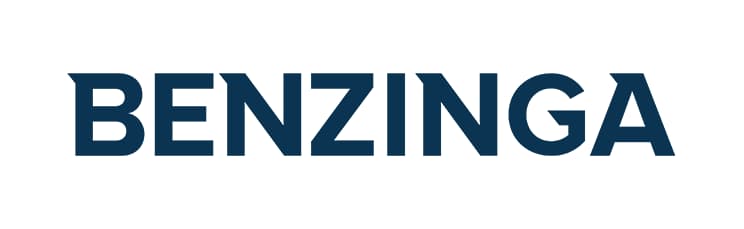 The image displays the word "BENZINGA" in bold, dark blue uppercase letters on a white background.