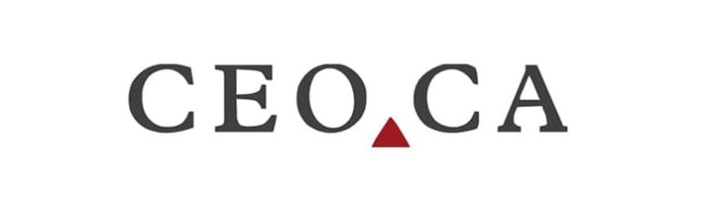 CEO.CA logo with the text "CEO.CA" in black letters and a small red triangle replacing the dot in the letter "A.