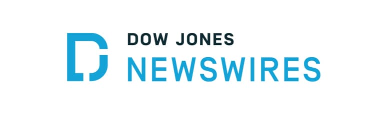 Dow Jones Newswires logo with a stylized blue "D" and the text "DOW JONES NEWSWIRES" on a white background.