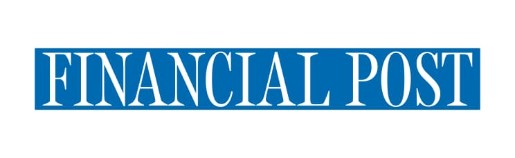 The image shows the "FINANCIAL POST" logo in white capital letters on a blue rectangular background.