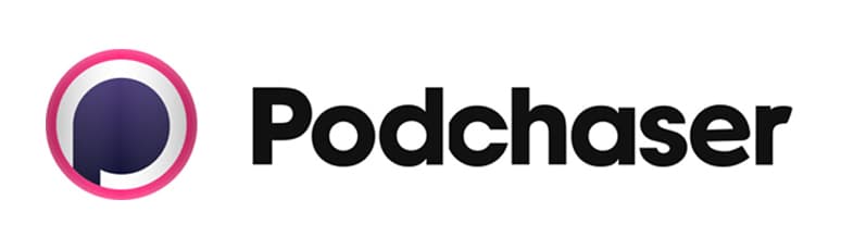 Podchaser logo featuring a stylized "P" inside a pink and white circle, followed by the word "Podchaser" in bold black text.