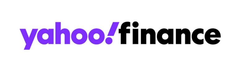 Yahoo Finance logo with "yahoo!" in purple and "finance" in black text on a white background.