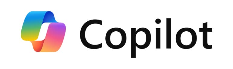 Microsoft Copilot-Logo mit einem mehrfarbigen bandähnlichen Symbol links neben dem fetten schwarzen Wort "Copilot" - ideal für Pressemitteilungen, Grafiken oder SEO-Inhalte auf divul.ge.