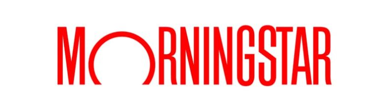 Morningstar-Logo mit fettgedrucktem rotem Text und einem stilisierten "O", das einer aufgehenden Sonne ähnelt - perfekt, um das SEO- oder KI-Branding mit auffälligen Bildern aufzuwerten.